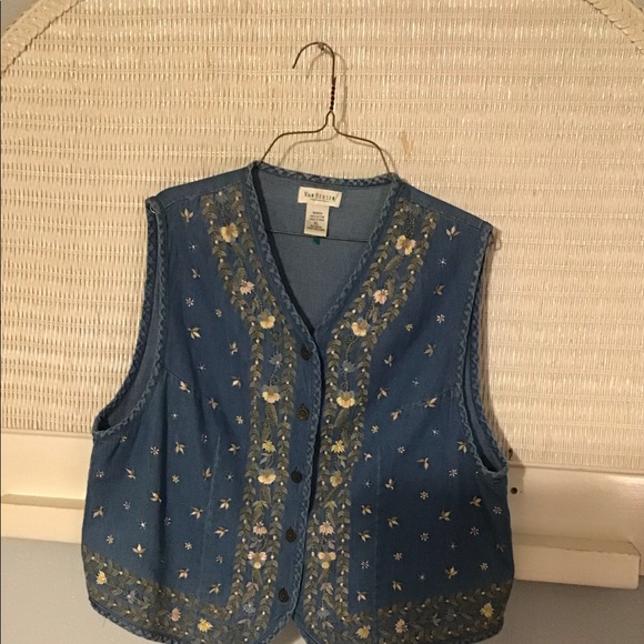 Van Heusen Tops - Women’s Denim Embroidered Vest